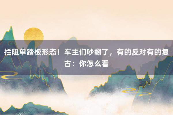 拦阻单踏板形态！车主们吵翻了，有的反对有的复古：你怎么看