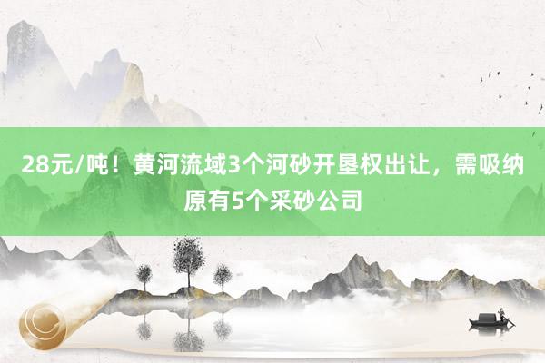 28元/吨！黄河流域3个河砂开垦权出让，需吸纳原有5个采砂公司