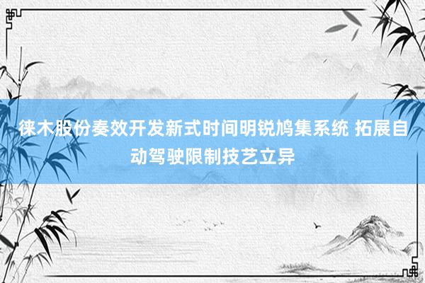 徕木股份奏效开发新式时间明锐鸠集系统 拓展自动驾驶限制技艺立异