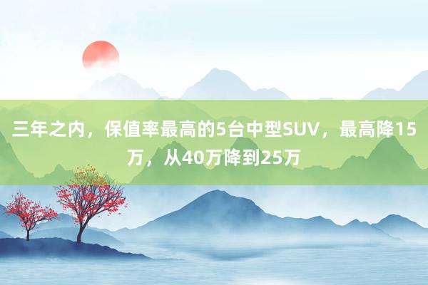 三年之内，保值率最高的5台中型SUV，最高降15万，从40万降到25万