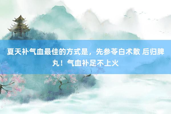 夏天补气血最佳的方式是，先参苓白术散 后归脾丸！气血补足不上火