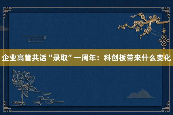 企业高管共话“录取”一周年：科创板带来什么变化