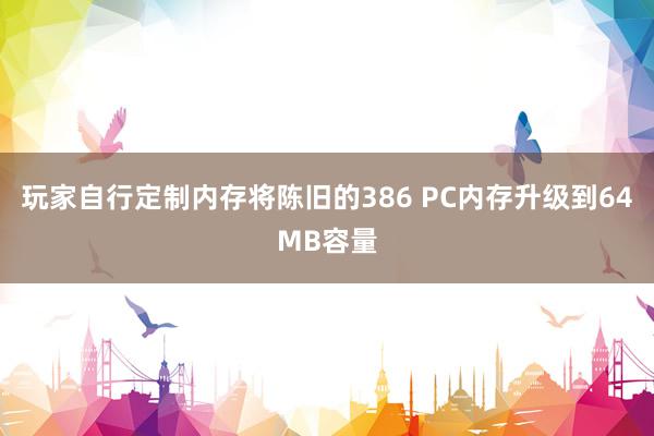 玩家自行定制内存将陈旧的386 PC内存升级到64MB容量