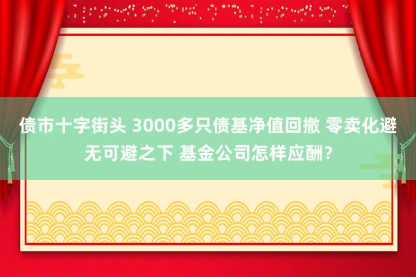 债市十字街头 3000多只债基净值回撤 零卖化避无可避之下 基金公司怎样应酬？