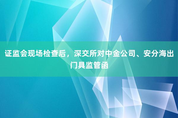 证监会现场检查后，深交所对中金公司、安分海出门具监管函