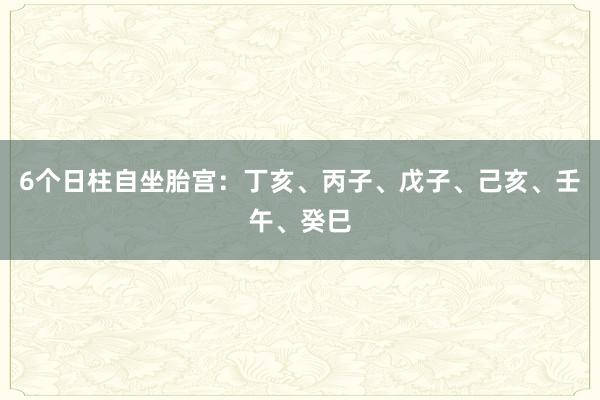 6个日柱自坐胎宫：丁亥、丙子、戊子、己亥、壬午、癸巳