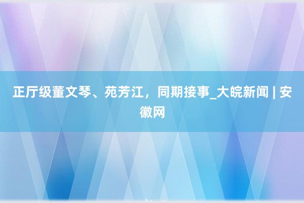 正厅级董文琴、苑芳江，同期接事_大皖新闻 | 安徽网